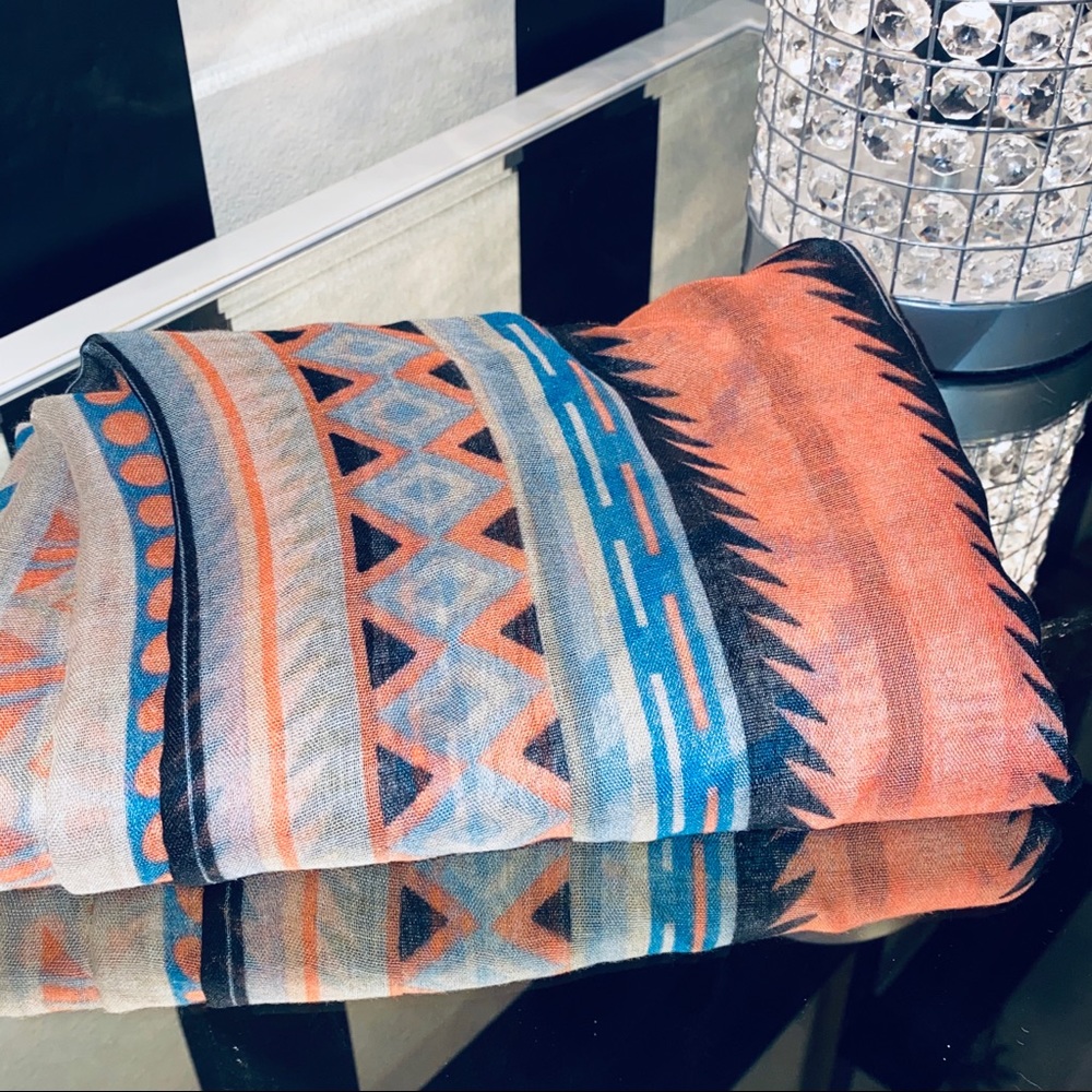 Neon Geometric Tribal Pattern Infinity Scarf